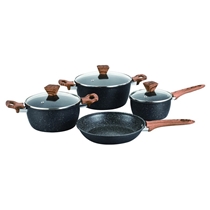 7 Pcs Nano Non-stick Coating Forged Die-cast Cookware Set with Wooden Color Handle