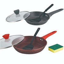 6 Pcs Nano Non-stick Coating Forged Die-cast fry pan Set with Nylon Turner and Clean Sponge