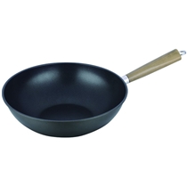 Non-stick Chinese Wok with Rolled Edge and Luxury Wooden Handle
