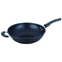 Non-stick Chinese Wok with Rolled Edge and Bakelite Long Handle and Help Handle