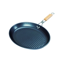Oval Non-stick Grill Fry Pan with Foldable Camping Handle