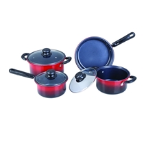 7 Pcs Luxury Non-stick Cookware Set with Wide Rim and Red Shadow Color