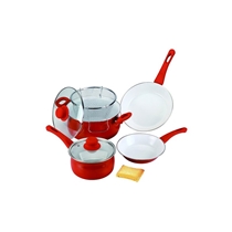 8 Pcs Cookware Set with Ceramic Coating Soft-Touch TPR Handle