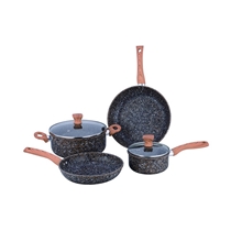 6 Pcs Forged Die-cast Granite Coating Cookware Set Wood Color Handle
